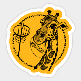 Rimpa Disc Golf Giraffe, BLACK PRINT Sticker